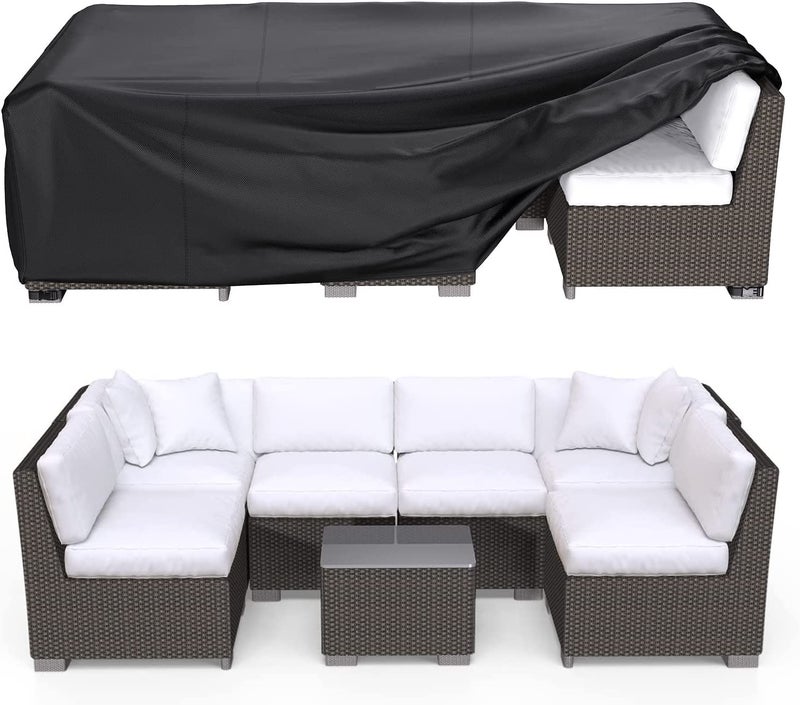 BROSYDA Patio Furniture Covers, Heavy Duty Outdoor Furniture Cover Waterproof, Sectional Sofa Set Covers Table and Chair Set Covers, 98""L  78""W  32""H - Image 1